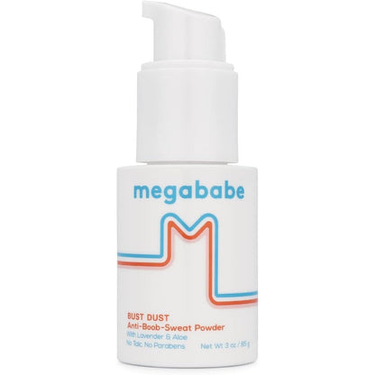Megababe Bust Dust Sweat Absorbing Body Powder front view for anti-chafing.