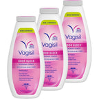 Vagisil Odor Block Deodorant Powder pack of 3 front view for feminine freshness.