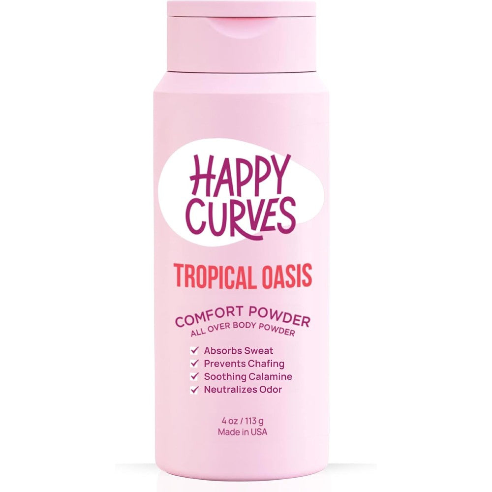 Happy Curves Comfort Powder Tropical Oasis front view bottle