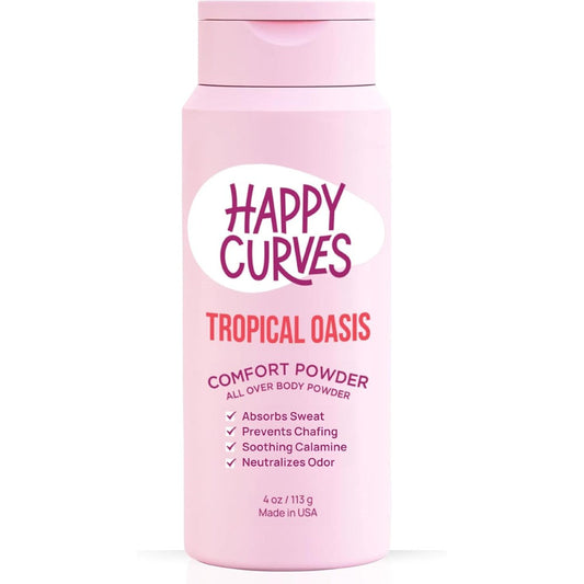 Happy Curves Comfort Powder Tropical Oasis front view bottle