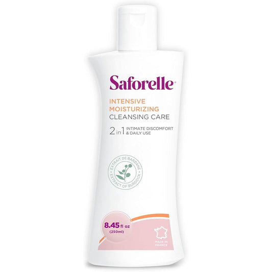 Saforelle Intensive Moisturizing Cleansing Care front view bottle for intimate hydration.