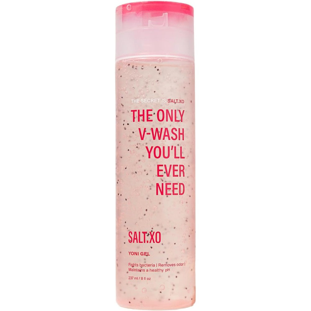 Salt.xo pH Balancing Yoni Gel Wash 8 ounce bottle front view for feminine hygiene.