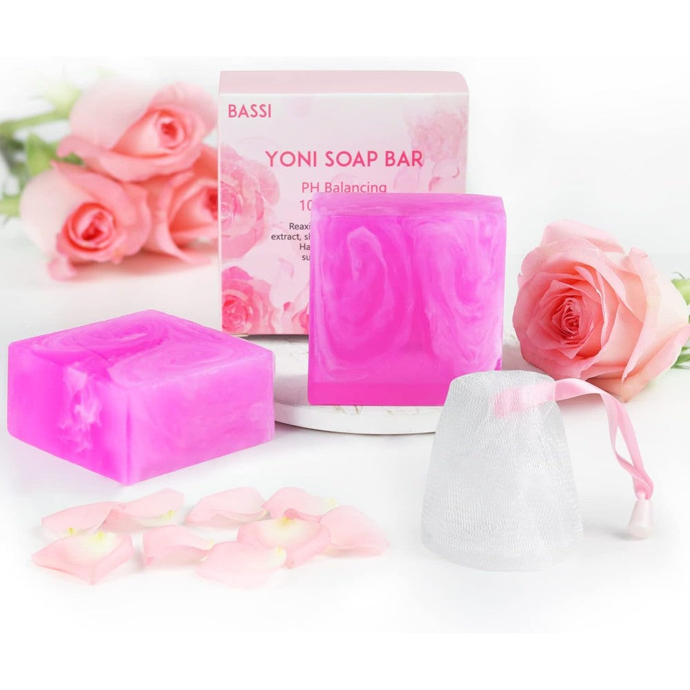 BASSI Yoni Soap Bars front view two pack for feminine hygiene.