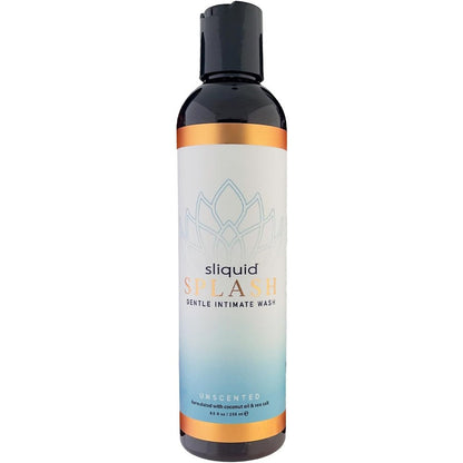 Sliquid Organics Splash Balance Unscented Feminine Wash front bottle view for gentle intimate hygiene.