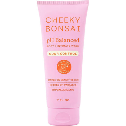 Cheeky Bonsai pH Balanced Feminine Wash front view pink tube bottle