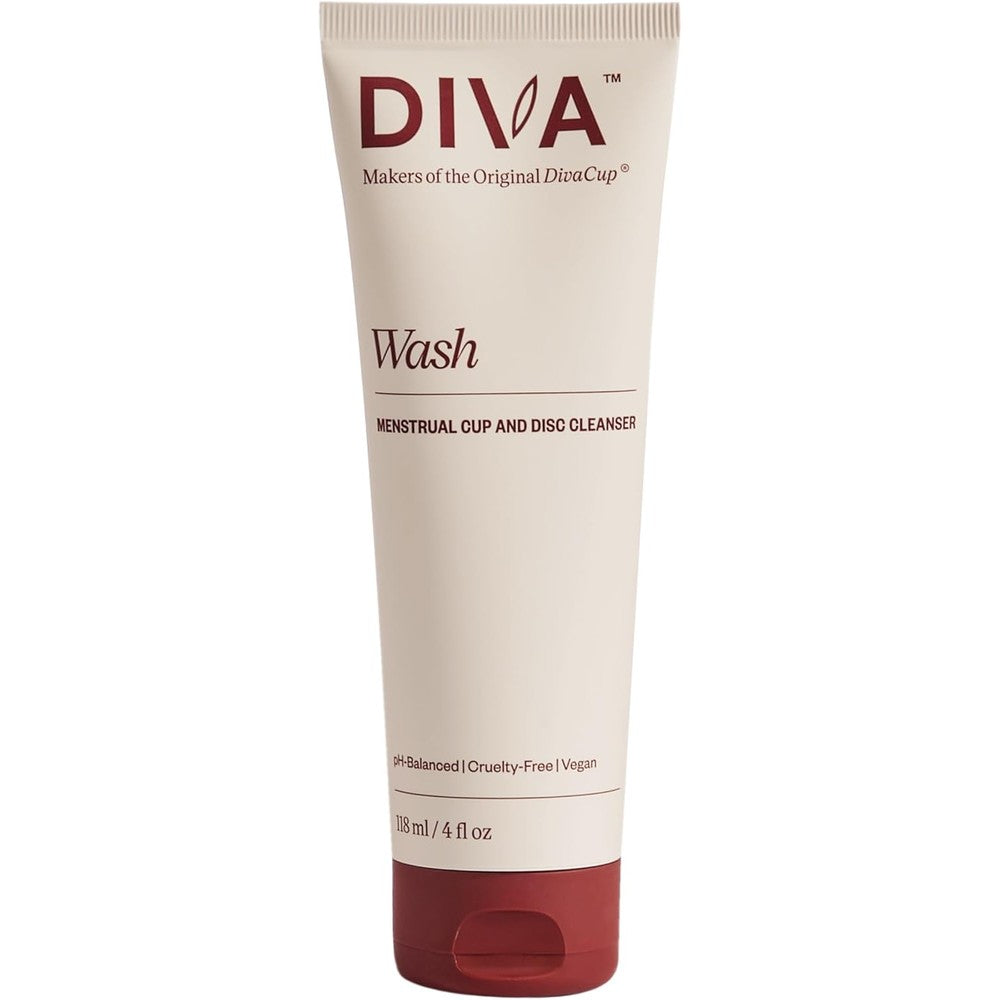 DIVA Wash Menstrual Cup Cleanser front view of 4 fluid ounce tube