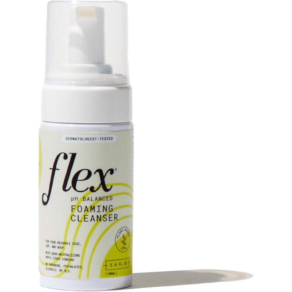 Flex Foaming Cleanser 3.4 fluid ounce front view for menstrual cup cleaning.