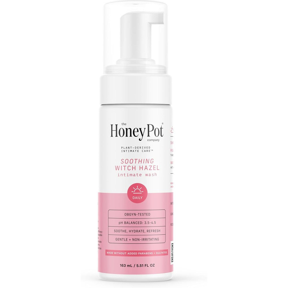 The Honey Pot Company Witch Hazel Feminine Wash front view of 5.51 fluid ounce bottle.