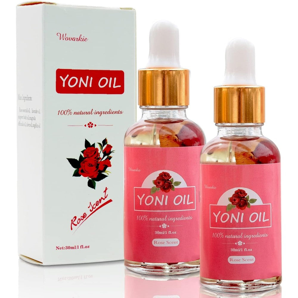 Wovarkie Yoni Oil 2-pack front view for feminine odor control.