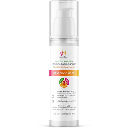 vH Essentials Feminine Foaming Wash with Boric Acid 5 Fluid Ounce front view intimate hygiene