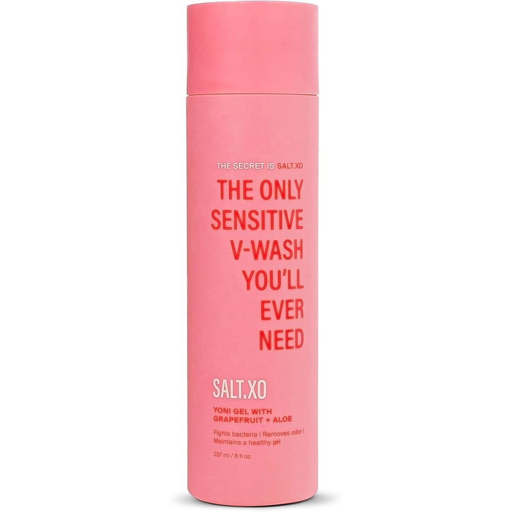 salt.xo Grapefruit Sensitive Yoni Gel Wash pink bottle front view