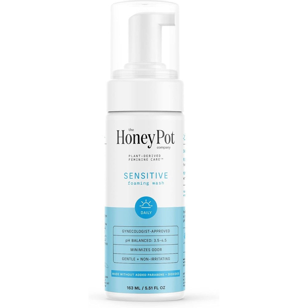 The Honey Pot Company Sensitive Feminine Wash front view of 5.51 fluid ounce bottle for intimate hygiene.