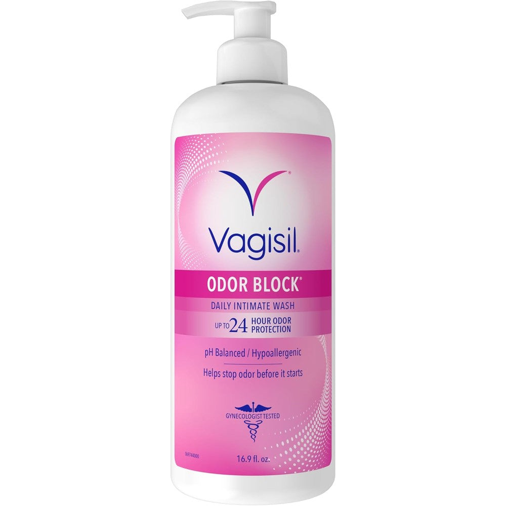 Vagisil Odor Block Feminine Wash 16.9 Ounce pump bottle front view