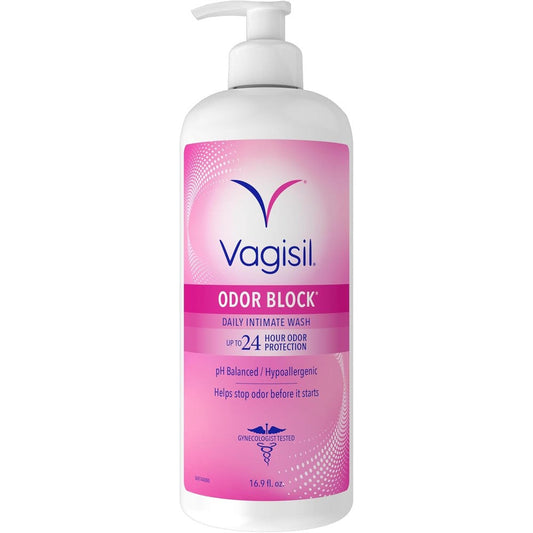 Vagisil Odor Block Feminine Wash 16.9 Ounce pump bottle front view