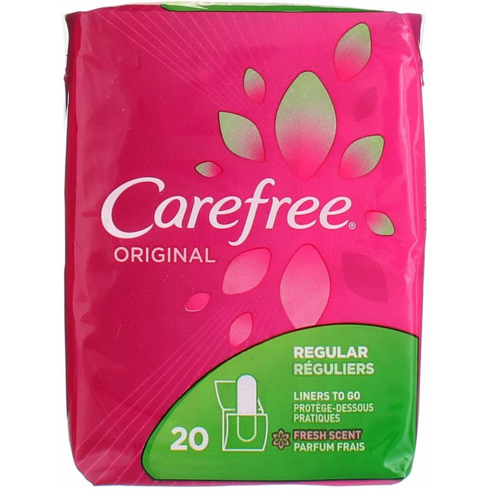 Carefree Original Regular Scented Pantiliners 20 Count front view daily hygiene product.