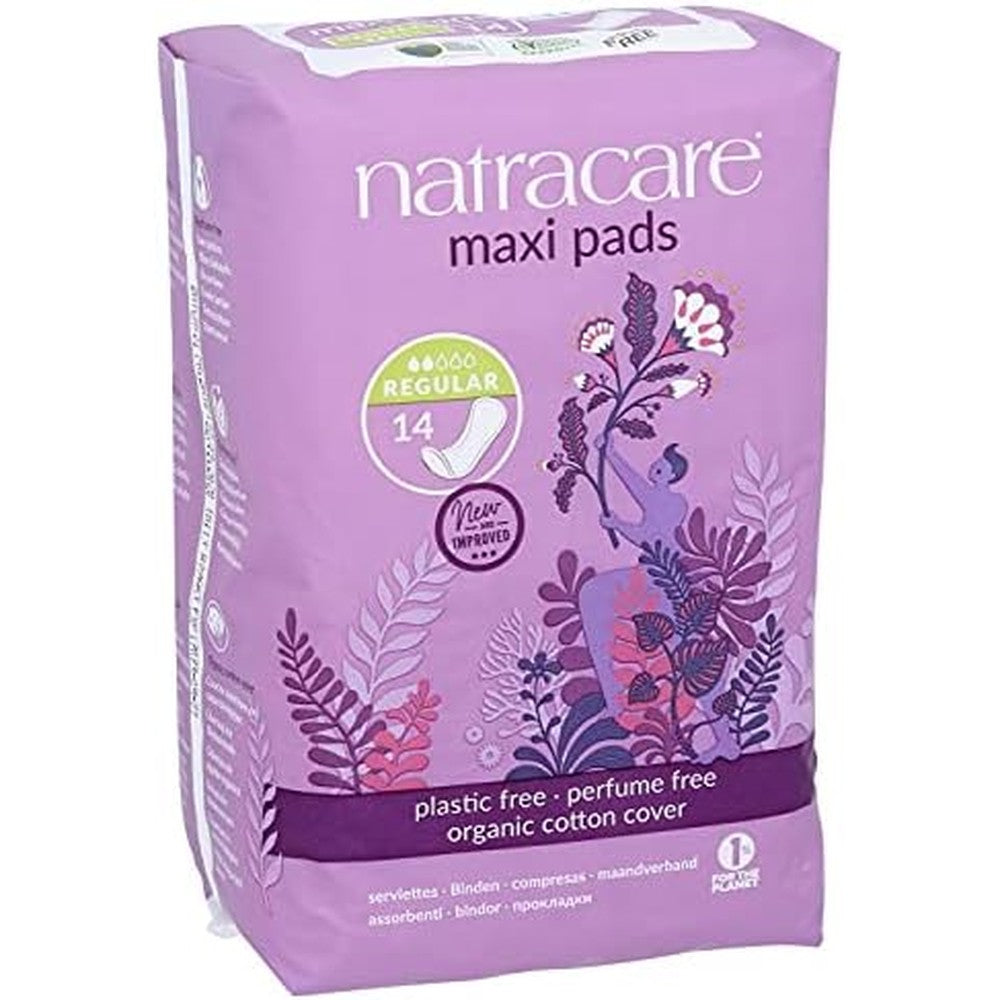 Natracare Natural Traditional Style Maxi Pads front view organic cotton period protection