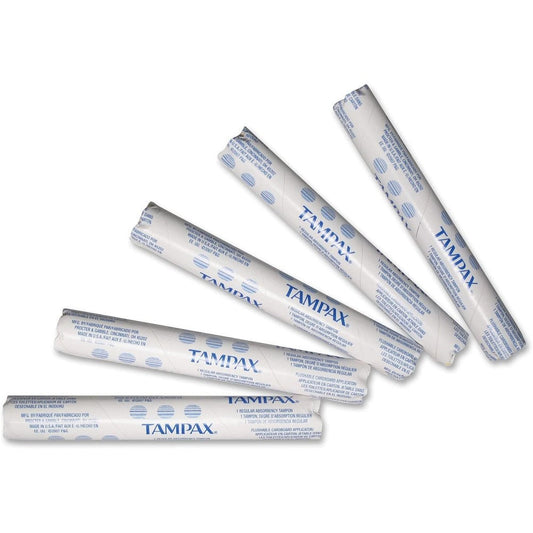 Tampax Original Regular Absorbency 500 Count box front view imported feminine care.