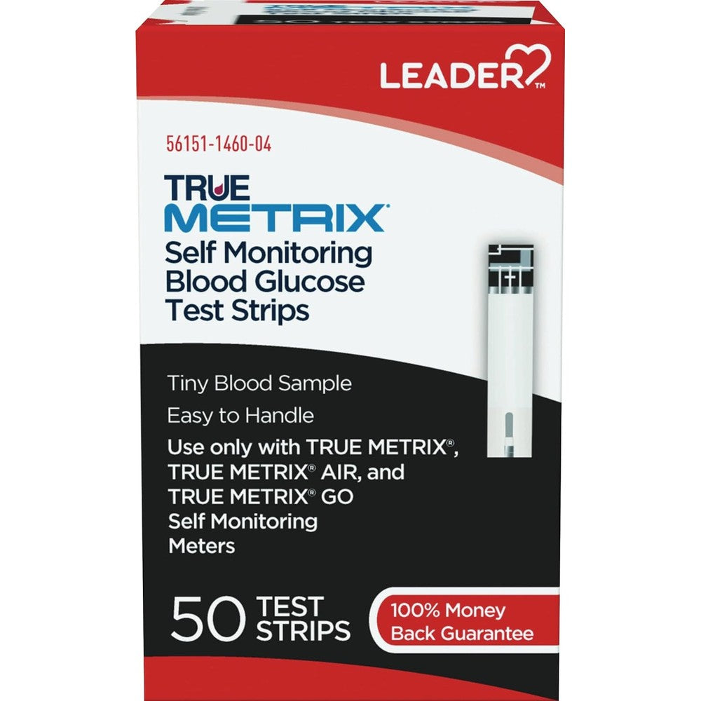Leader True Metrix self monitoring blood glucose test strips 4 box pack front view