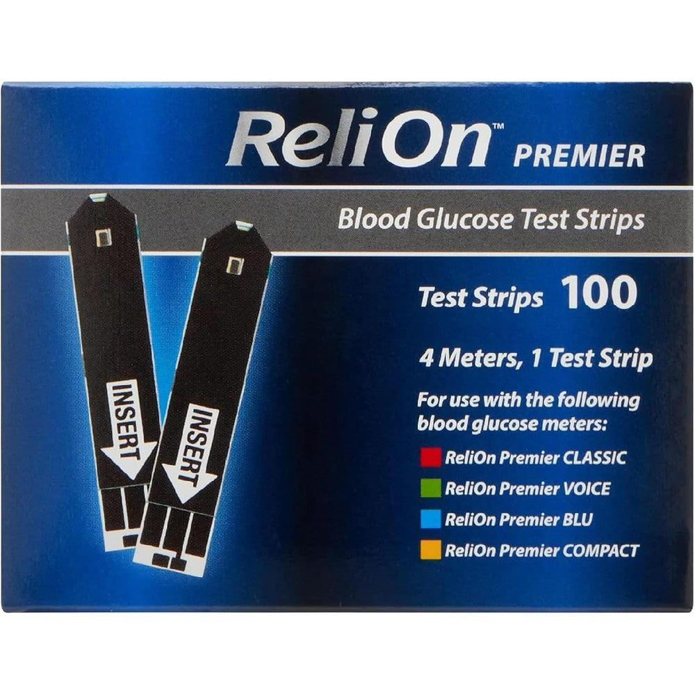Sixyear Premier Blood Glucose Test Strips front view of the 100 count packaging for diabetes tracking.