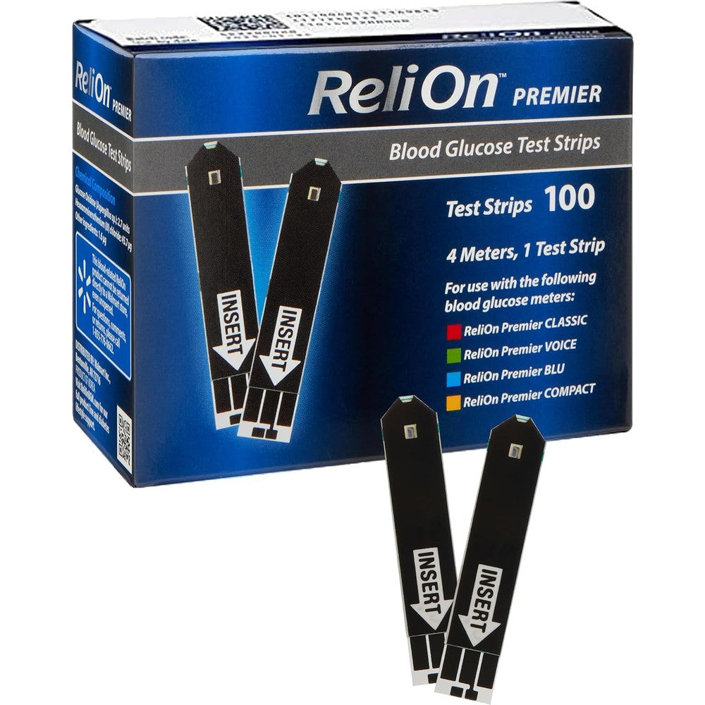 Sixyear ReliOn Premier blood glucose test strips front packaging view for accurate diabetes management