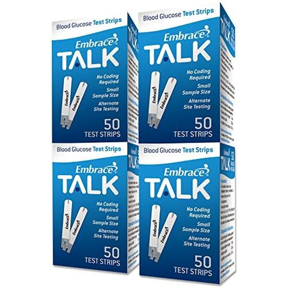 Embrace Blood Glucose Test Strips front view pack of four boxes for diabetes health monitoring