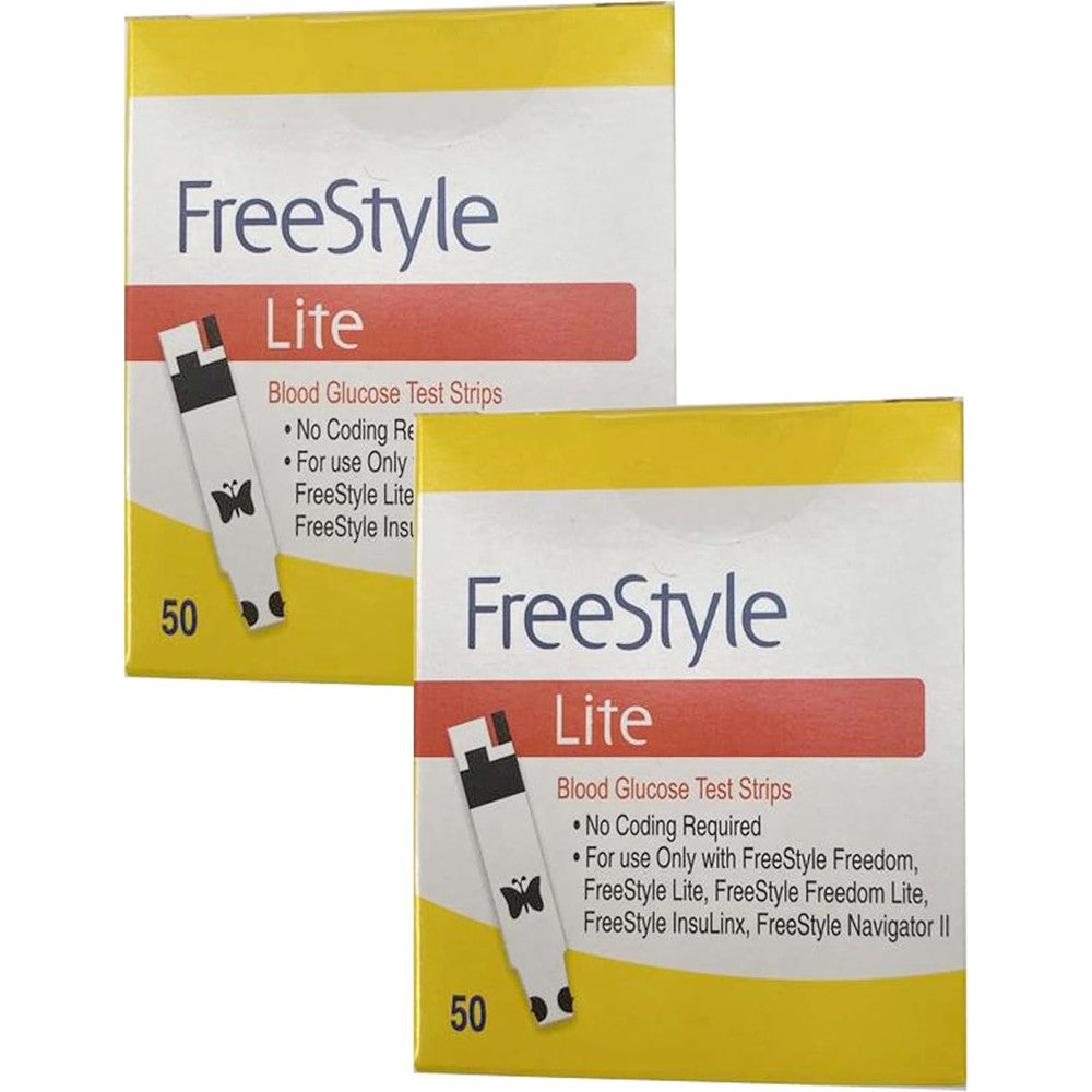 Medisense Inc FreeStyle Lite Blood Glucose Test Strips front view of the two pack packaging showing the product label.