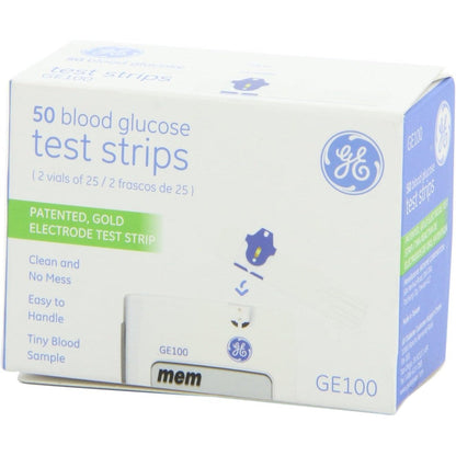 GE100 blood glucose test strips four boxes pack front view for accurate diabetes monitoring