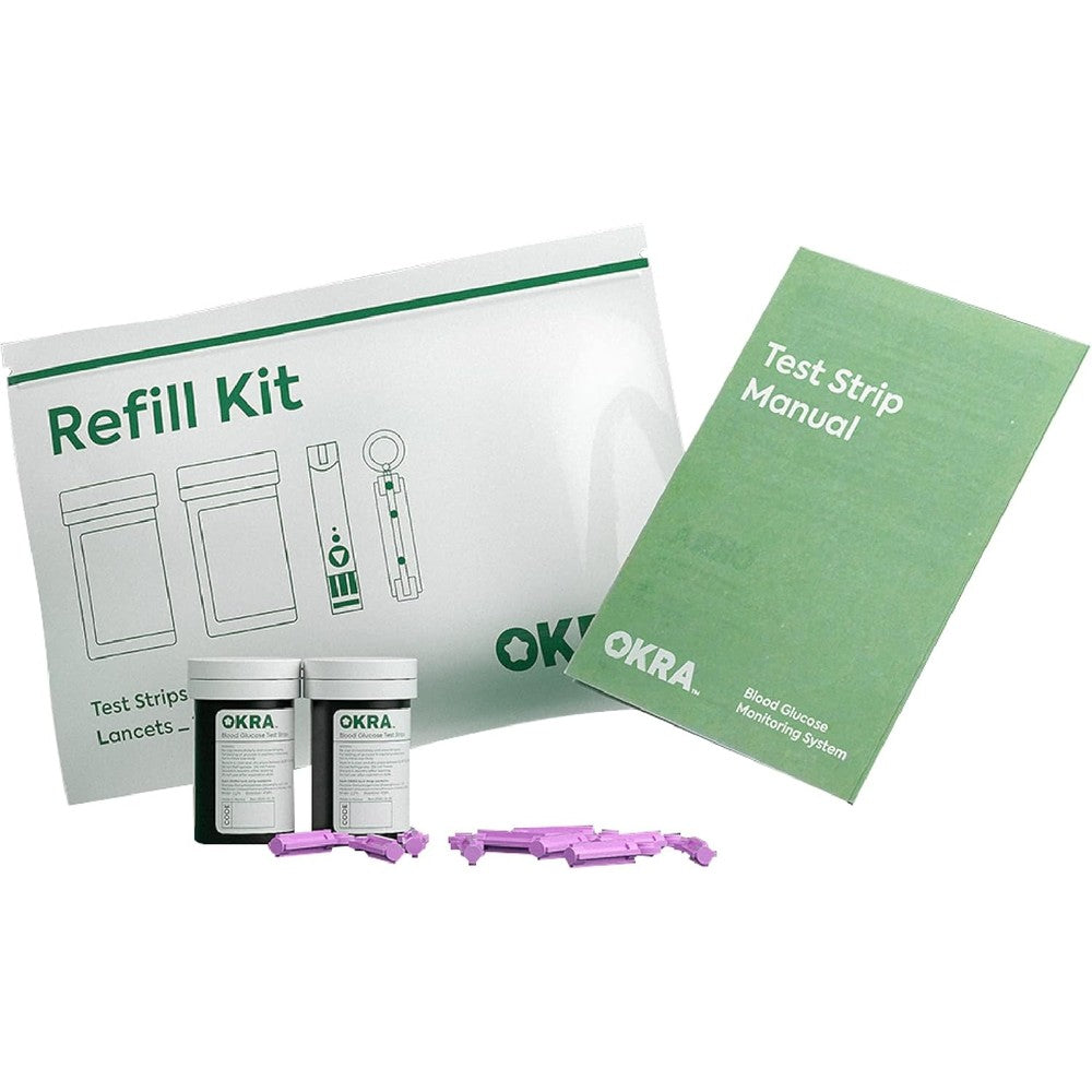 OKRA Pro Blood Glucose Test Strips front view package for diabetes monitoring
