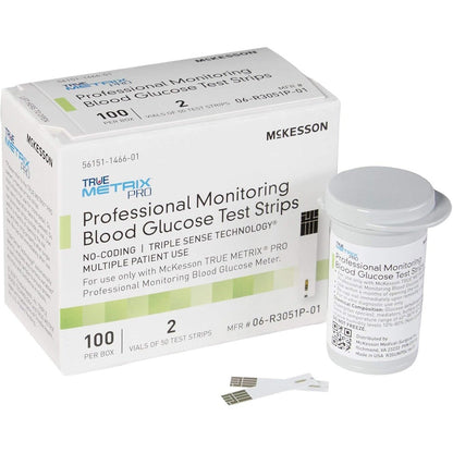 McKesson TRUE METRIX PRO blood glucose test strips front view packaging box