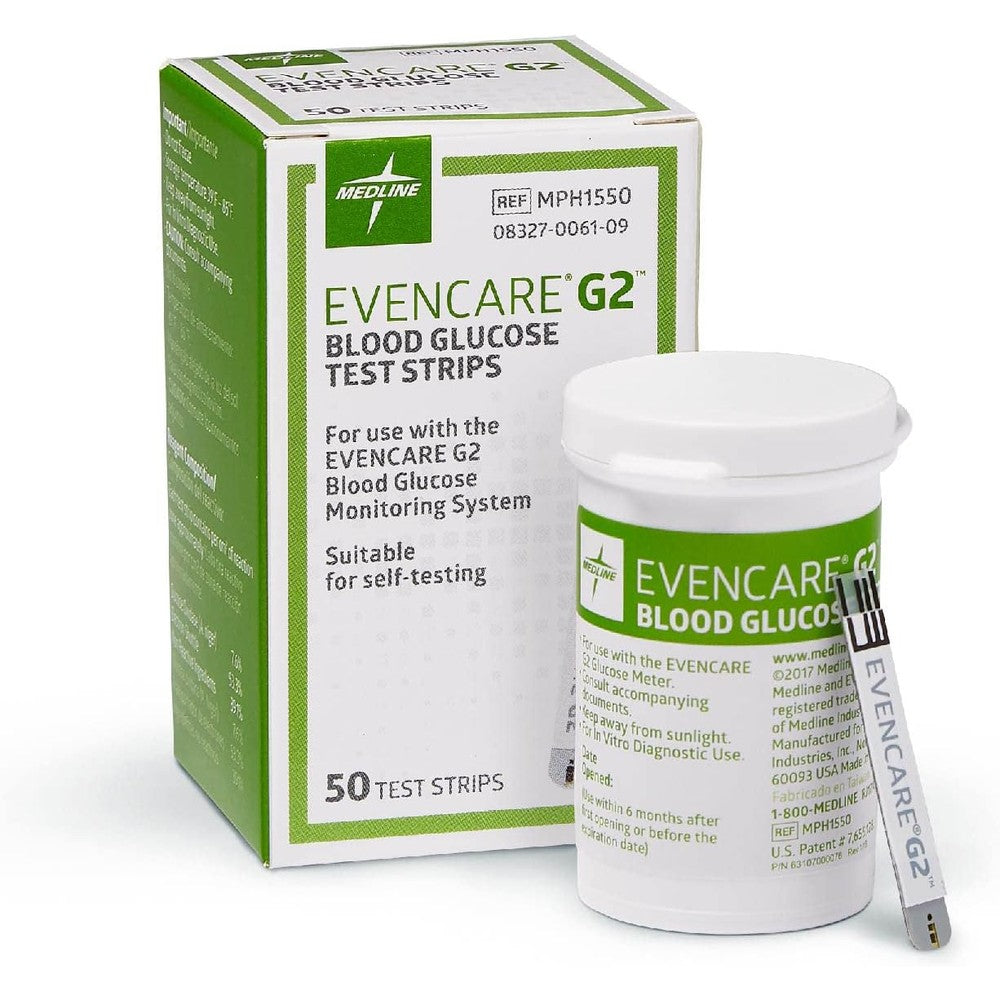 Medline EvenCare G2 Blood Glucose Test Strips front packaging view