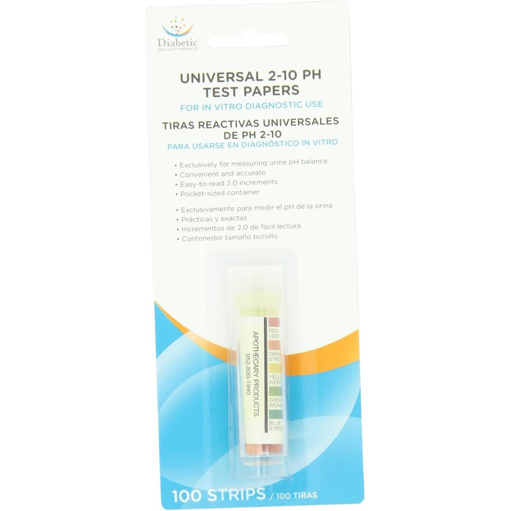 Flents Universal pH Test Strips 100 count front view showing 2-10 range diagnostic vial.