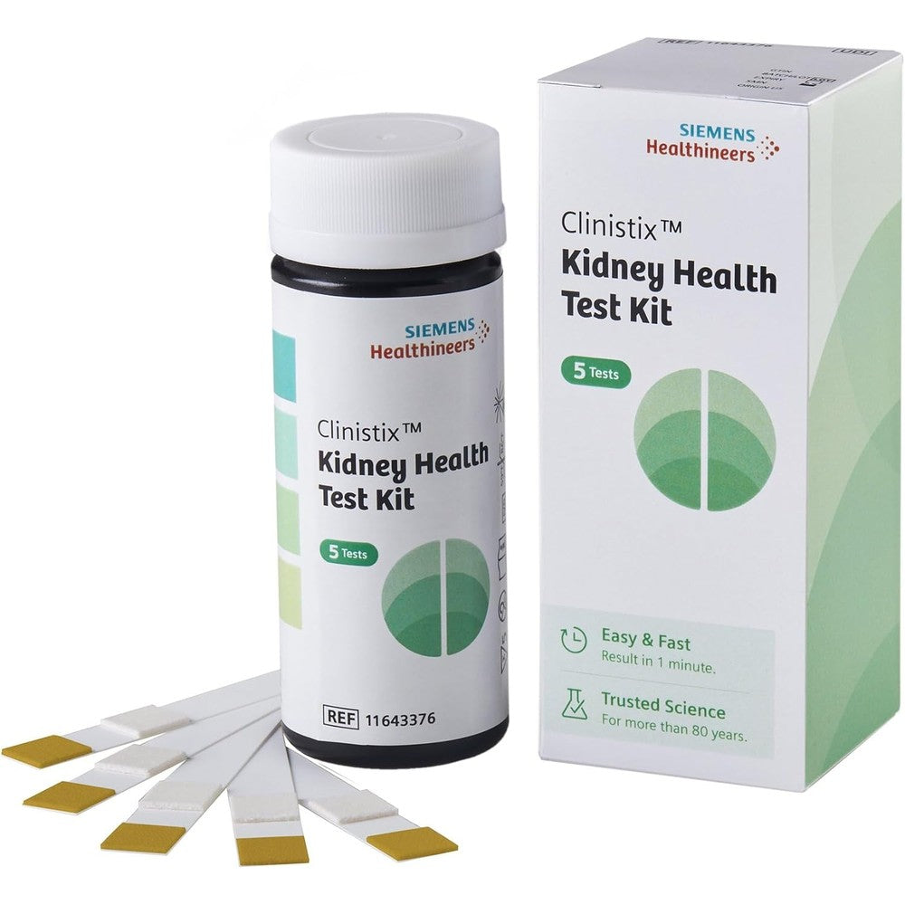 Siemens Healthineers Clinistix Kidney Health Test Kit front view for at-home renal monitoring