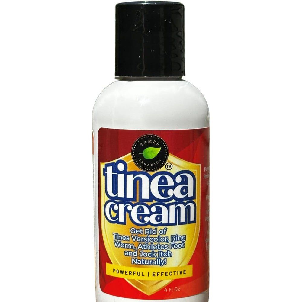 Tamed Organics Tinea Versicolor Treatment Cream front view bottle for natural fungal skin relief