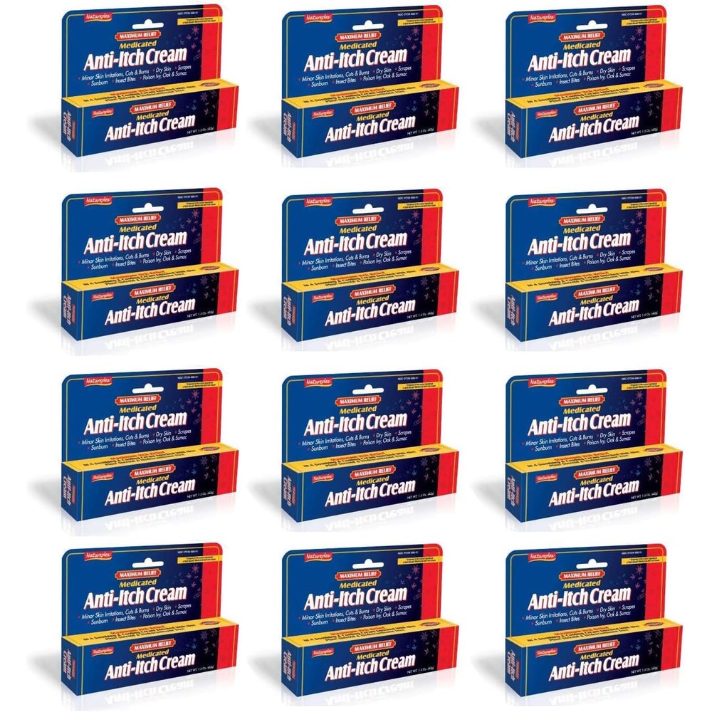 Natureplex Maximum Relief Medicated Anti Itch Cream front view package of twelve tubes for insect bite relief