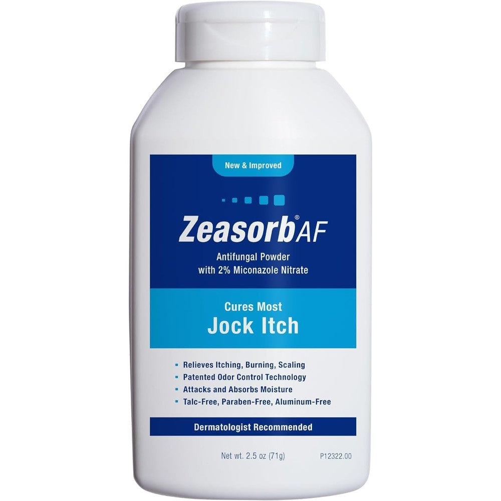 Zeasorb Super Absorbent Antifungal Treatment Powder front view for jock itch relief