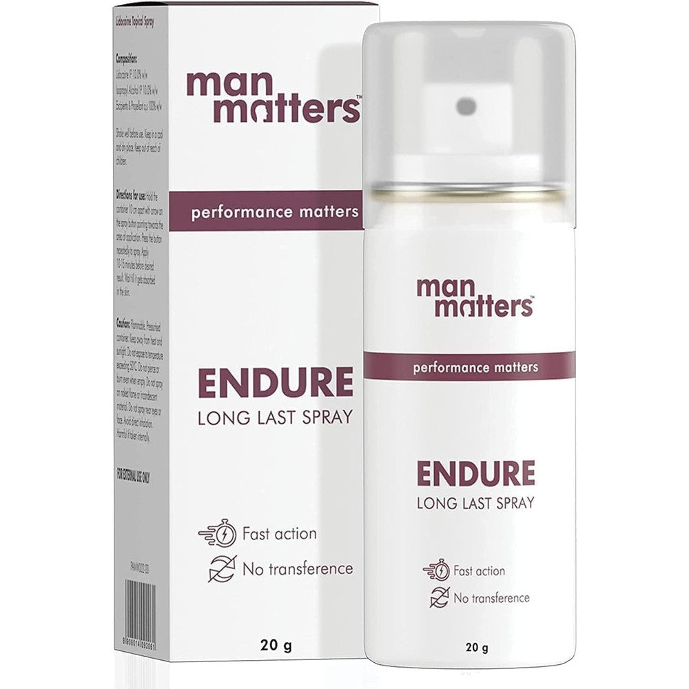 Man Matters Endure Long Last Spray for Men 20 Grams front view premium performance delay spray