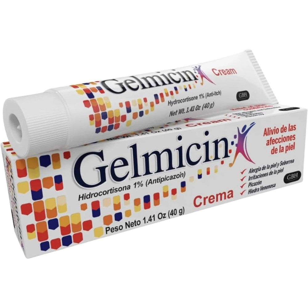 Gelmicin anti itch cream front view of packaging for skin rash relief