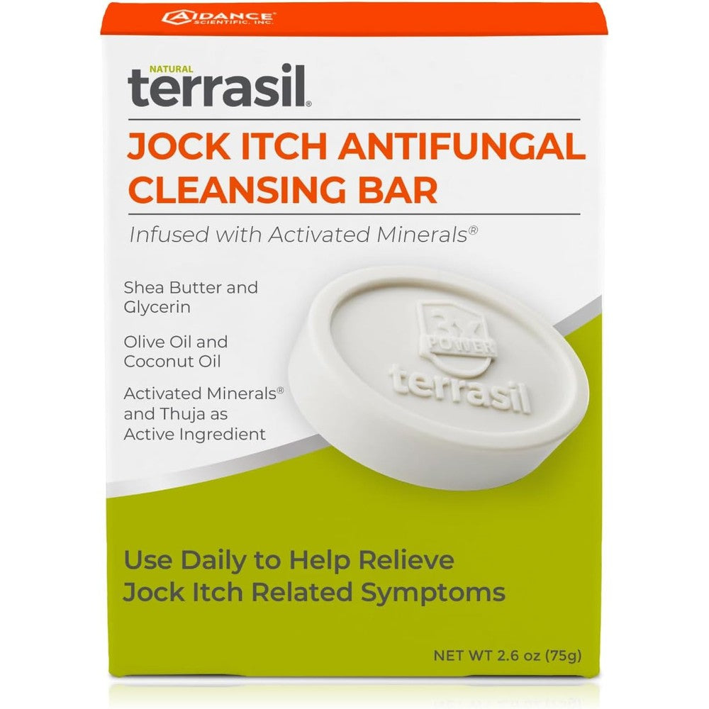 Terrasil Antifungal Jock Itch Soap for Men 75g bar front view packaging
