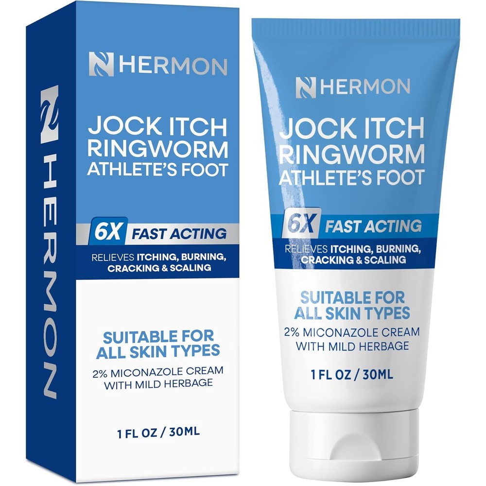 Hermon Jock Itch Antifungal Cream front packaging view for ringworm relief.