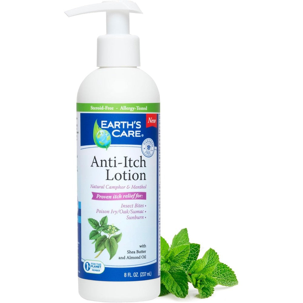 Earth's Care Anti Itch Lotion front view bottle for cooling relief