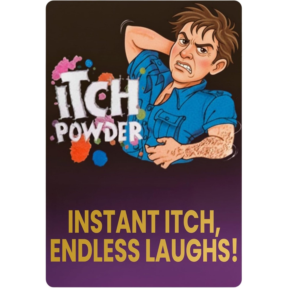 Vaulted Skulls & Co Itch Powder front view packaging for classic pranks