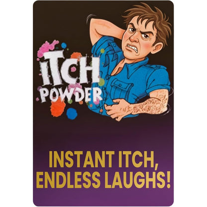 Vaulted Skulls & Co Itch Powder front view packaging for classic pranks
