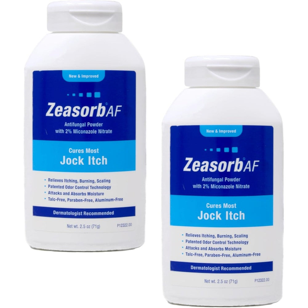 Zeasorb-AF Antifungal Treatment Powder front view for jock itch relief.