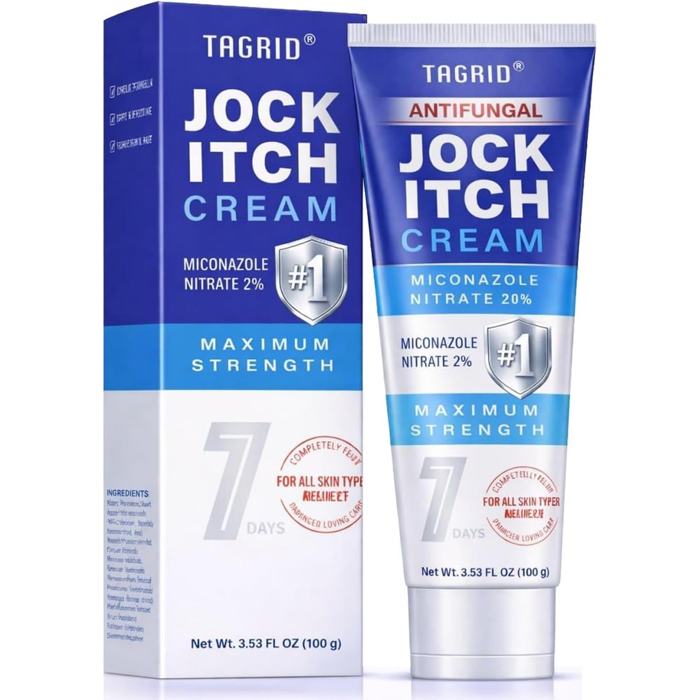TAGRID Antifungal Jock Itch Cream front view package for rash relief