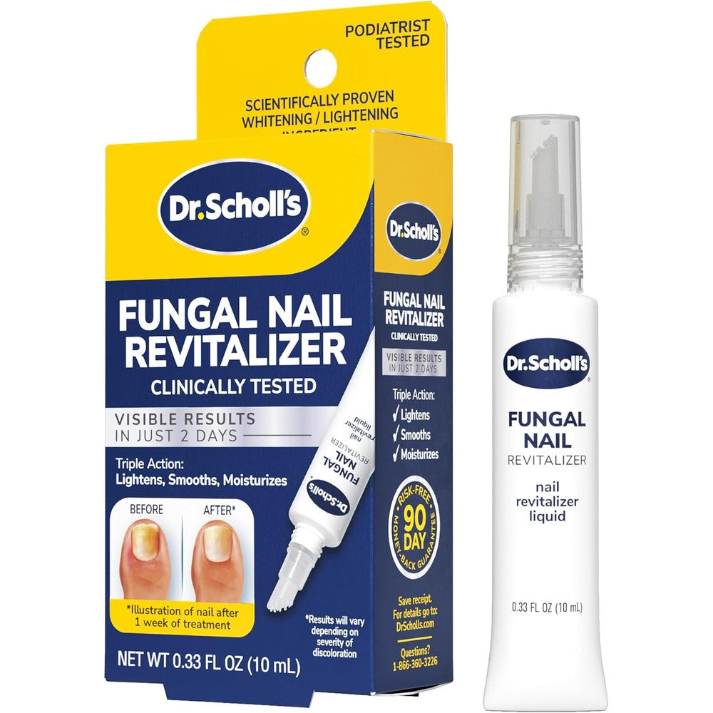 Dr. Scholl's Fungal Nail Revitalizer Liquid 10ml bottle front view for toenail repair.