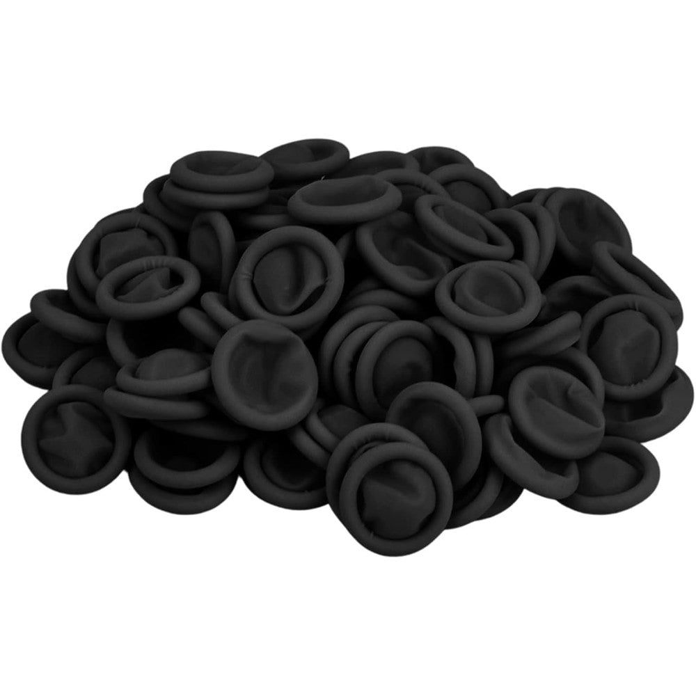 DJCIW disposable latex finger cots black pack front view