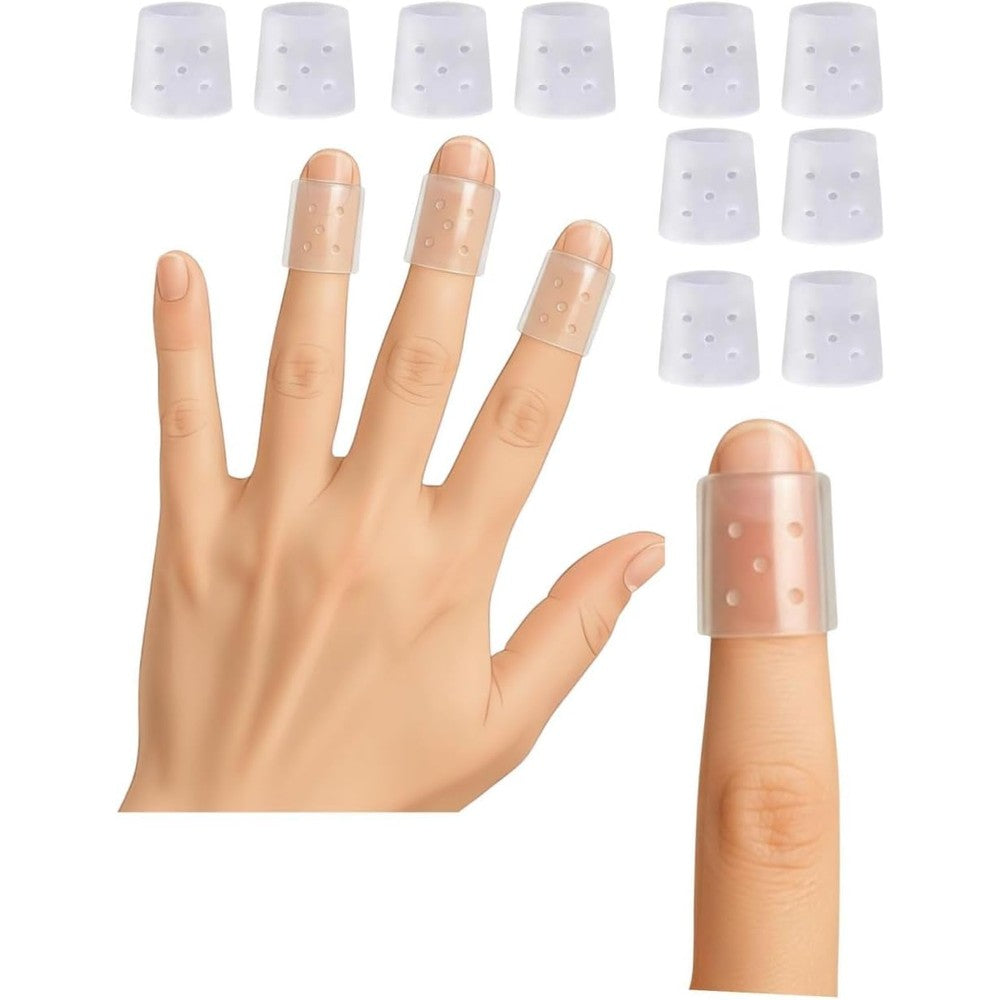 SOR Inc Skin Picking Prevention finger covers front view pack of ten transparent caps