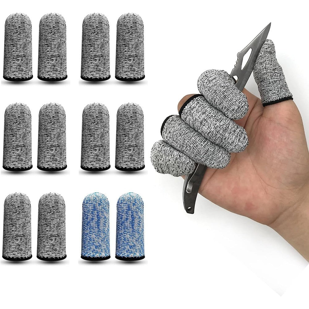QISLOA cut resistant finger cots front view showing grey high performance fabric sleeves.