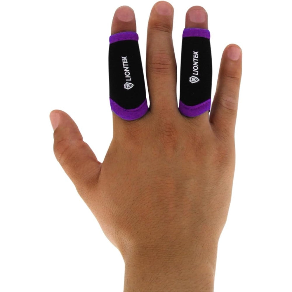 LIONTEK single finger sleeve pair in black and purple front view display