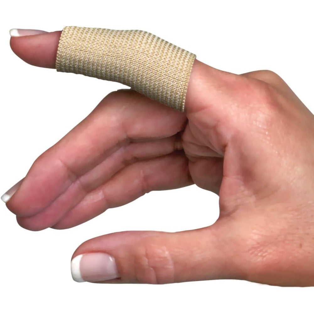 Flents Finger Sleeves 12 Count package front view showing beige elastic finger support wraps.
